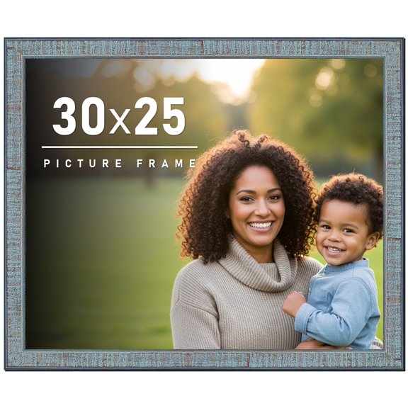 30x25 Frame Rustic Sky Blue Solid Wood Picture Frame | 0.75 Inch Moulding Width |Includes UV