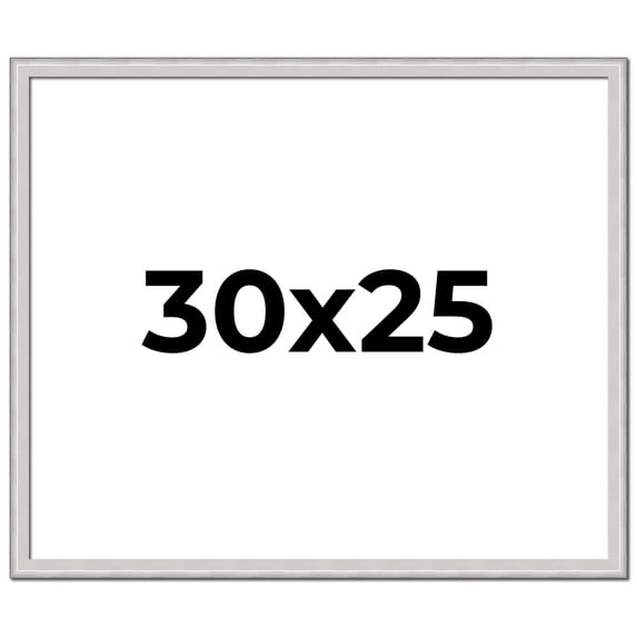 30x25 Frame Silver Inner Slope Bevel Picture Frame | 1 Inch Moulding Width | 0.75 Inch Rabbet Depth