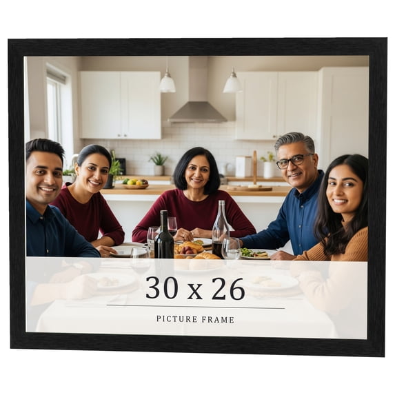 30x26 Frame Black Charcoal Grey Wood Textured Picture Frame | 0.75 Inch Moulding Width | Gunmetal