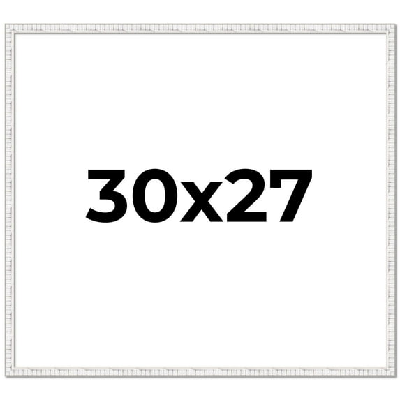 30x27 Frame White Scuffed Rustic Solid Wood Picture Frame | 0.75 Inch Moulding Width| Includes UV