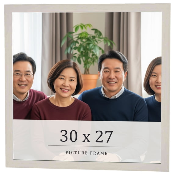 30x27 Frame White Wheat Solid Wood Picture Frame | Moulding Width 0.75 Inches | Interior Depth 0.5