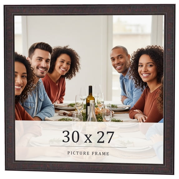 30x27 Rustic Brown Real Wood Picture Frame Width 0.75 inches | Interior Frame Depth 0.5 inches |