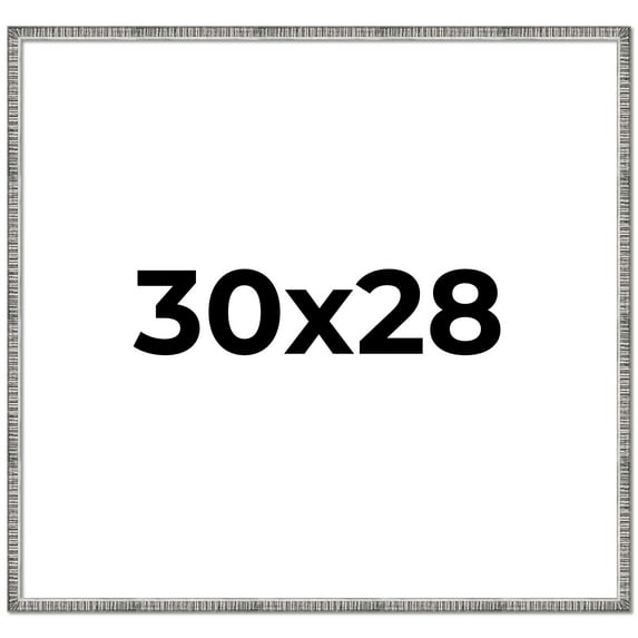 30x28 Frame Silver Grey Distressed Solid Wood Picture Frame | 0.75 Inch Moulding Width | Interior