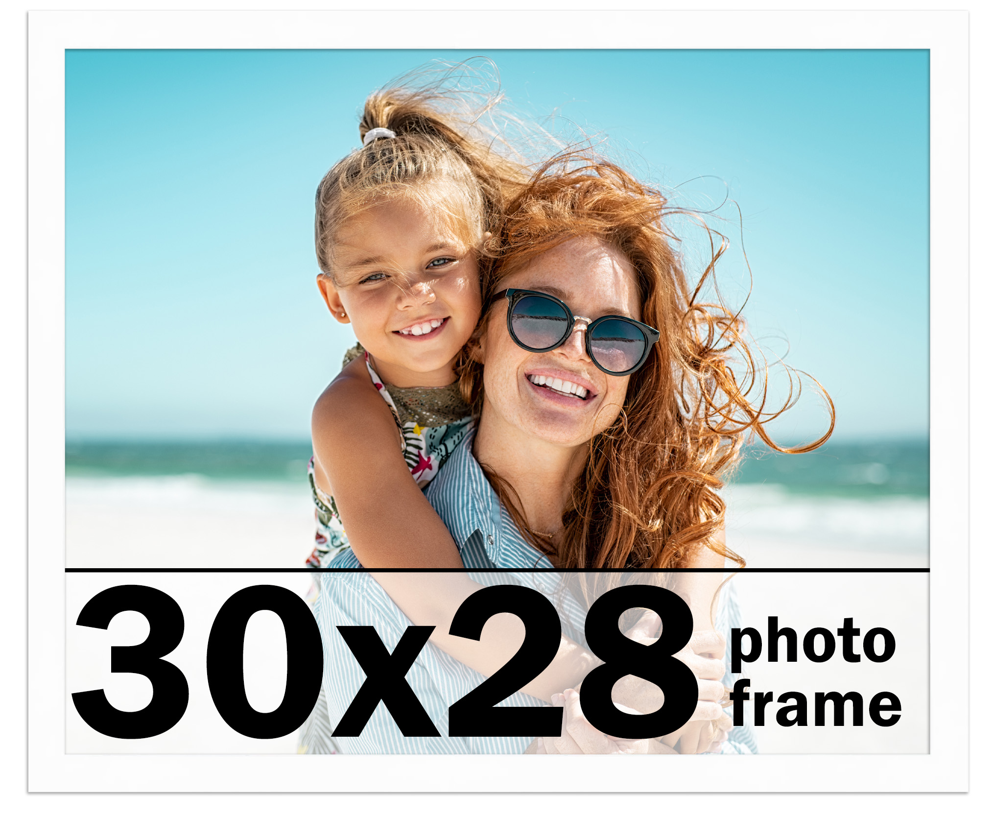 30x28 Frame White Solid Wood Picture Frame Includes UV Acrylic Shatter ...