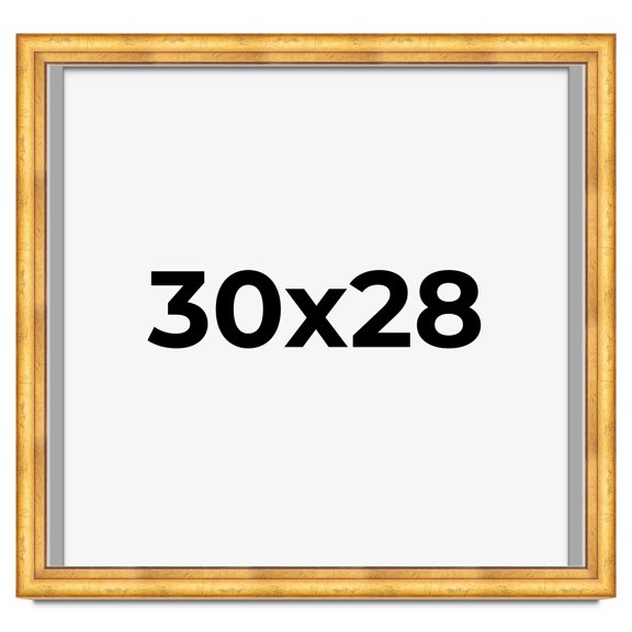 30x28 Shadow Box Frame Gold | 1.75 Inches Deep Real Wood Traditional Shadowbox Display Frame | UV