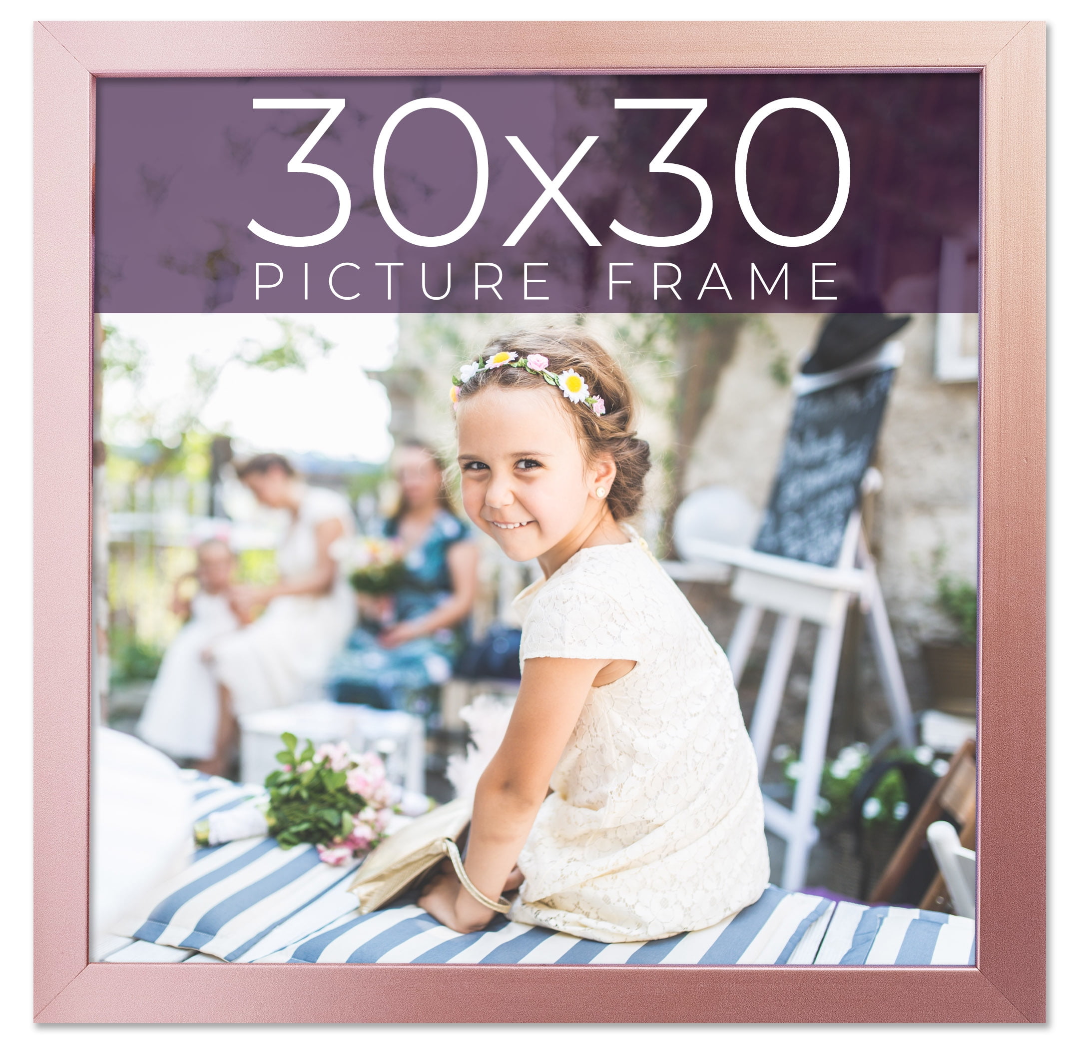 30x30 Annie Rose Gold Picture Frame - Contemporary Picture Frame Complete  With UV Acrylic, Foam