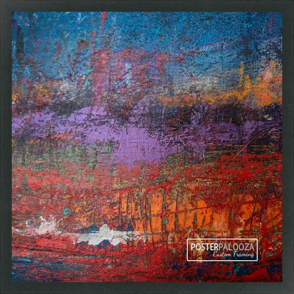 30x30 Black Wood Picture Square Frame - UV Acrylic, Foam Board Backing, Hanging Hardware