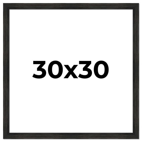 30x30 Frame Black Rustic Barnwood Solid Wood Picture Frame | 1.5 Inch Moulding Width | Includes UV