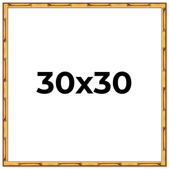 30x30 Frame Gold Bamboo Solid Wood Picture Frame | 1 Inch Moulding Width | Interior Frame Depth