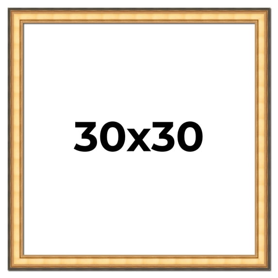 30x30 Frame Gold Plein Aire Solid Wood Picture Frame Width 2 Inches | Interior Frame Depth 0.5