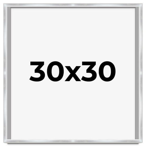 30x30 Frame Silver Whitewashed Wood Grain Solid Wood Shadow Box | 0.75 Inch Moulding Width | 0.75