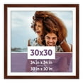 thumbnail image 1 of 30x30 Frame Walnut With White Picture Mat For 30x30 Photo - Walnut 34x34 Frame To Display Print or, 1 of 8