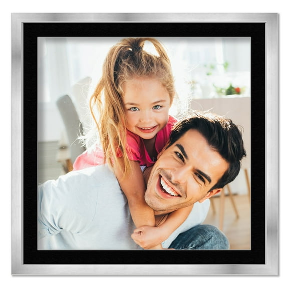 30x30 Frame with Mat - Silver 34x34 Frame Wood Made to Display Print or Poster Measuring 30 x 30