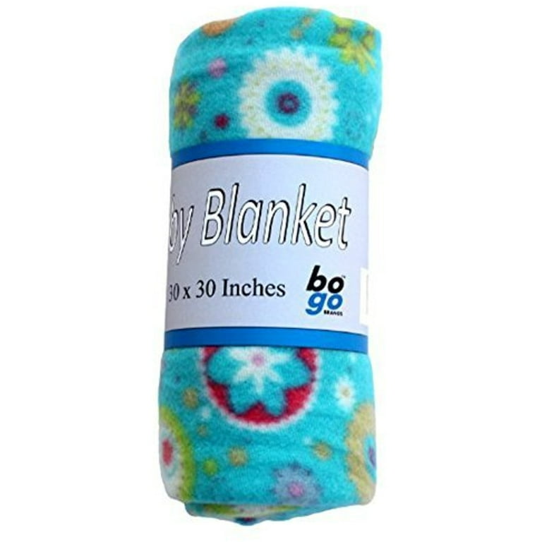 30x30 Inch Soft Fleece Baby Blanket Assorted Style Print and Solid Blankets by bogo Brands Teal Floral