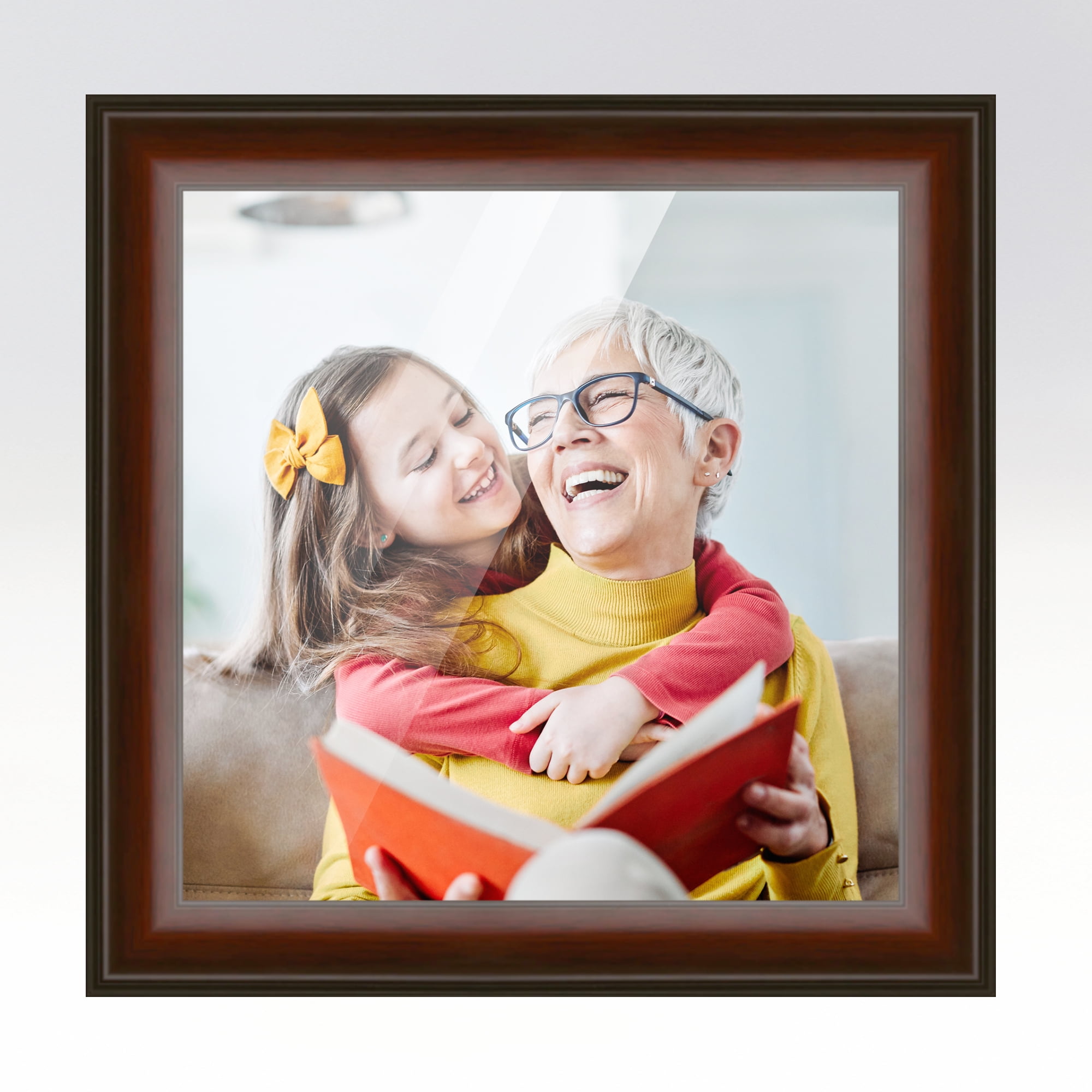30x30 Classic Brown Real Wood Picture Frame Width 2 inches, Interior Frame  Depth 0.5 inches