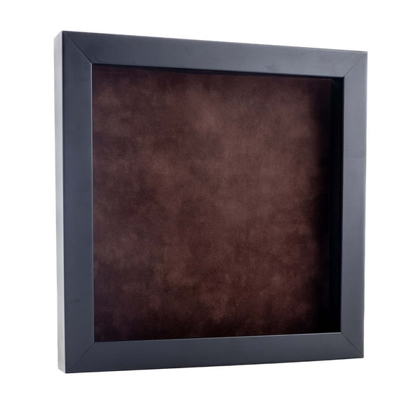 30x30 Shadow Box Frame Black Wood | With a 3/4" Usable Display Depth | Includes a Brown Real Suede