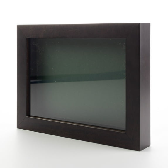 30x30 Shadow Box Frame Dark Brown Real Wood with a Green Acid-Free Backing | 3/4" of Usuable Depth