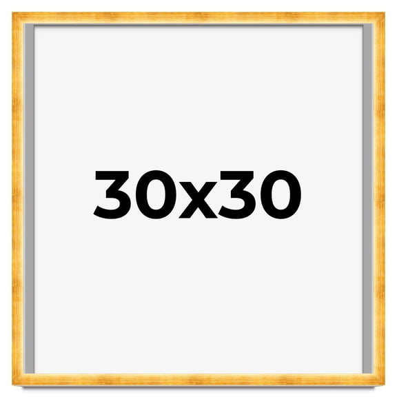 30x30 Shadow Box Frame Gold | 1.625 Inches Deep Real Wood Traditional Shadowbox Display Frame | UV