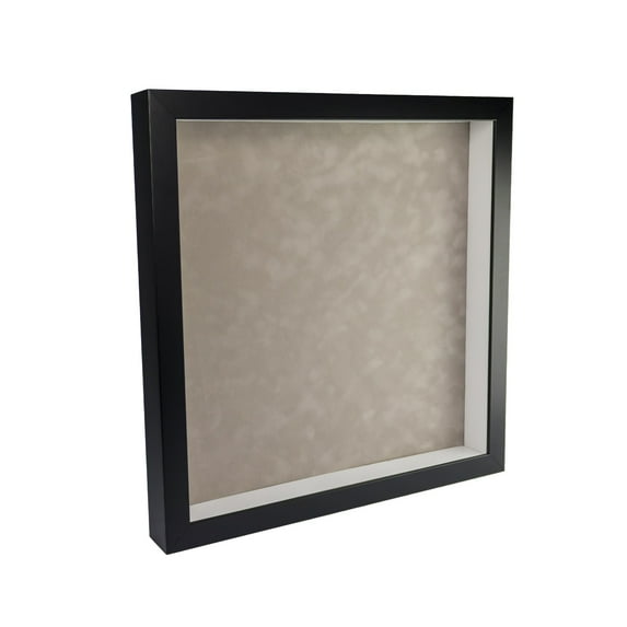 30x30 Shadow Box Frame In Black With A 1 3/4" Usable Depth Includes Smoke Suede Acid-Free Backing,