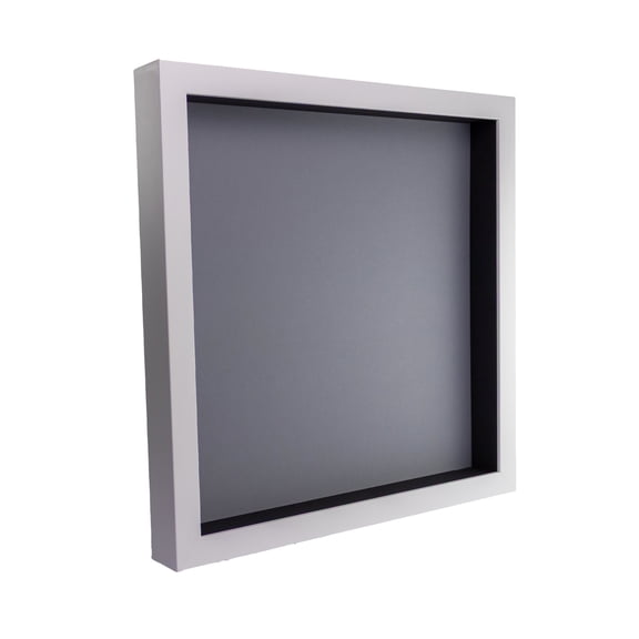 30x30 Shadow Box Frame In White With A 1 3/4" Usable Depth Includes Grey Acid-Free Backing, UV