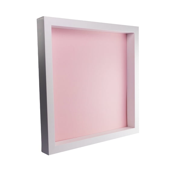 30x30 Shadow Box Frame In White With A 1 3/4" Usable Depth Includes Light Pink Acid-Free Backing,