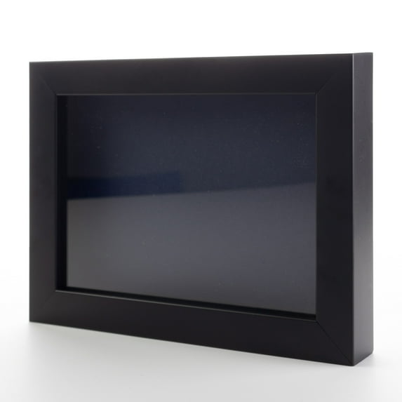 30x30 Shadow Box Frame Painted Black Real Wood with a Navy Acid-Free Backing | 3/4" of Usuable