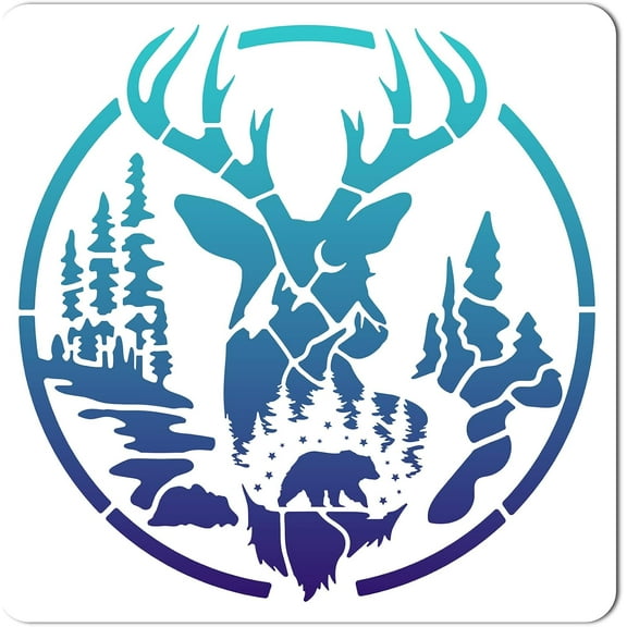 30x30CM Deer Templates Christmas Drawing Painting Stencils Large Reusable Plastic Square Stencils Sign for Painting on Wood Wall Scrapbook Card Floor Tile Drawing DIY Home Decor