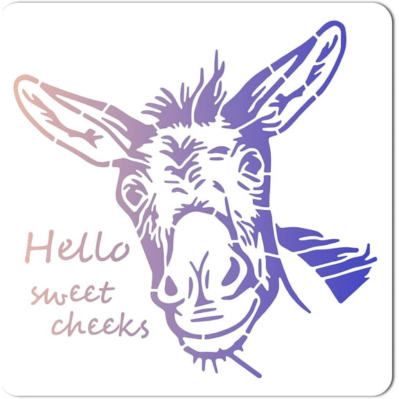 30x30CM Donkey Templates Drawing Painting Stencils Large Reusable Plastic Square Stencils Sign for Painting on Wood Wall Scrapbook Card Floor Tile Drawing Home Decor Crafts White DIY