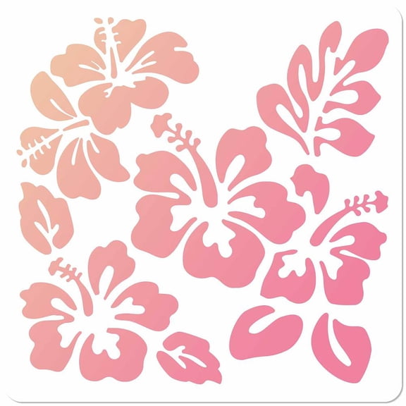 30x30cm Large Hibiscus Flower Stencil Floral Drawing Templates Hibiscus Pattern Reusable Square Plastic Stencils