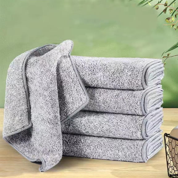 30x30cm Microfiber Cleaning Cloths, Lint-Free Super Absorbent Dish Towels, Reusable Kitchen Washcloths for Dishes, Counters & Bathroom, Gray, Value Pack