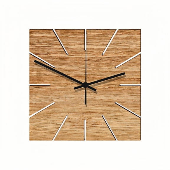 30x30cm Silent Non-Ticking Clock Bathroom Decorative Clock Battery Powered Clock Bedroom Wall Clock Handcrafted Wooden Clock