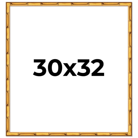 30x32 Frame Gold Bamboo Solid Wood Picture Frame | 1 Inch Moulding Width | Interior Frame Depth