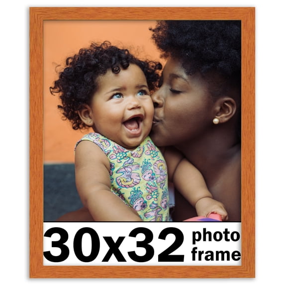 30x32 Frame Honey Pecan Brown Picture Frame - Modern Photo Frame Includes UV Acrylic Shatter Guard