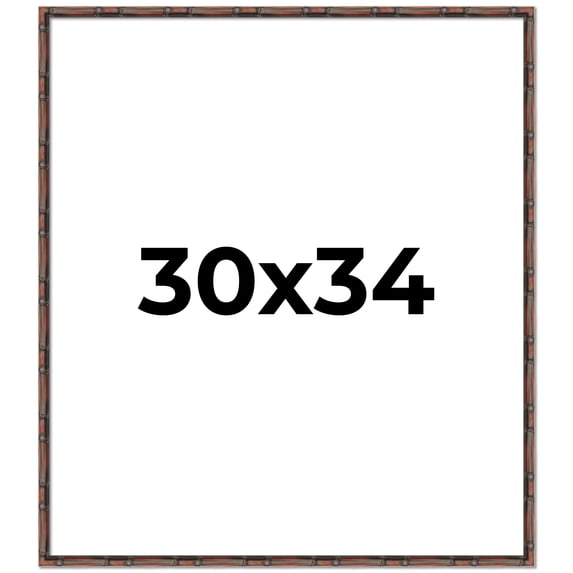 30x34 Frame Brown Bamboo with Dark Coffee/Walnut Finish | Solid Wood Picture Frame Width 0.75