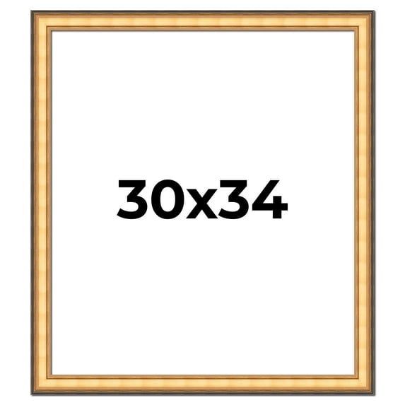 30x34 Frame Gold Plein Aire Solid Wood Picture Frame Width 2 Inches | Interior Frame Depth 0.5