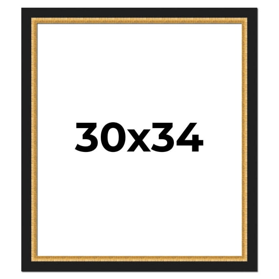 30x34 Frame Gold Real Wood Picture Frame Width 2.25 Inches | Interior Frame Depth 0.5 Inches |