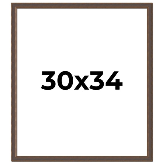 30x34 Frame Golden Caramel Solid Wood Bronze Picture Frame | 1.25 Inch Moulding Width | 0.5 Inch