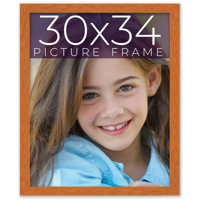 30x34 Honey Brown Real Wood Picture Frame Width 0.75 inches | Interior Frame Depth 0.5 inches |