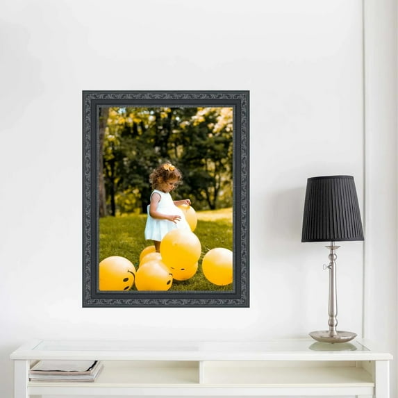 Traditional 30x35 Black Picture Frame Beaded Antique Vintage Classic