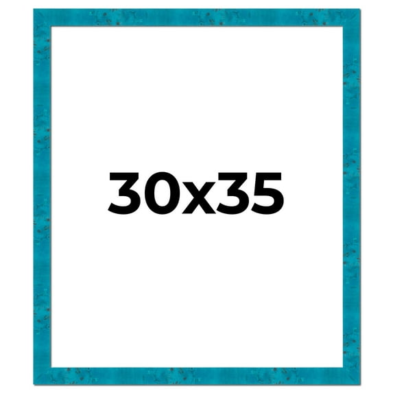 30x35 Frame Blue Teal Burl Wood Picture Frame | 1.75 Inch Moulding Width | Interior Frame Depth 0.5