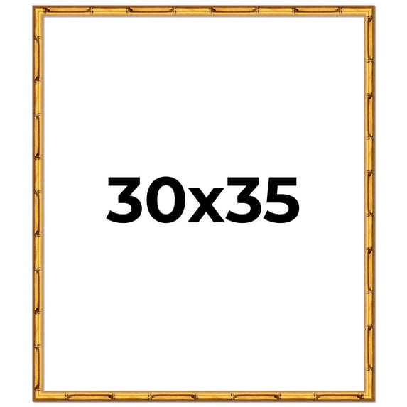 30x35 Frame Gold Bamboo Picture Frame - Complete Modern Photo Frame Includes UV Acrylic Shatter