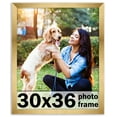 thumbnail image 1 of 30x36 Frame Gold Bronze Modern Solid Wood Picture Frame | 0.75 Inch Moulding Width | Includes UV, 1 of 8