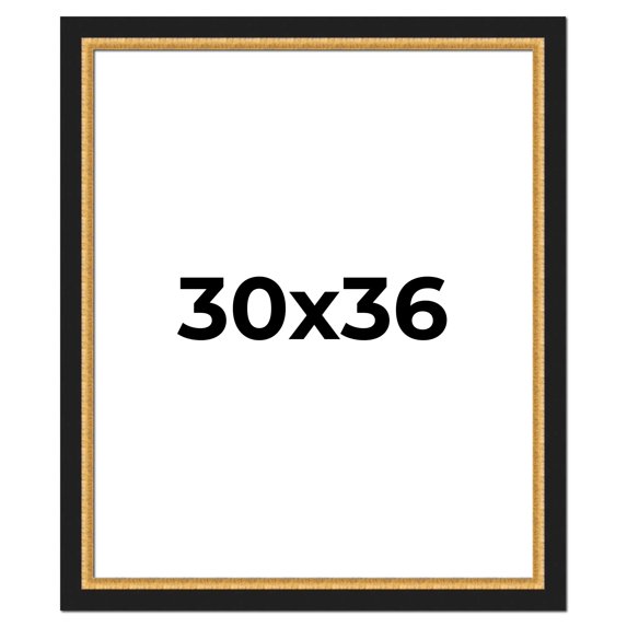 30x36 Frame Gold Real Wood Picture Frame Width 2.25 Inches | Interior Frame Depth 0.5 Inches |