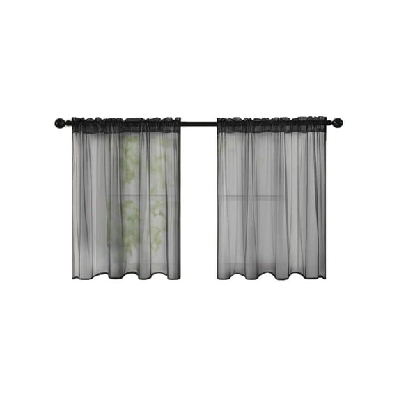 30x36 Inch Semi-Sheer Tier Curtains Set of 2 for Kitchen Bathroom Windows with Rod Pocket