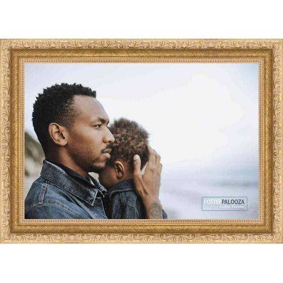 30x36 Refined Gold Picture Frame - UV Acrylic, Foam Board Backing, Hanging Hardware