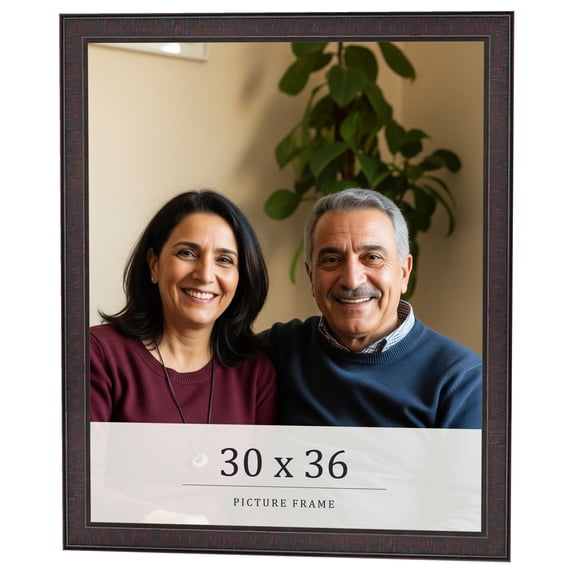 30x36 Rustic Brown Real Wood Picture Frame Width 0.75 inches | Interior Frame Depth 0.5 inches |