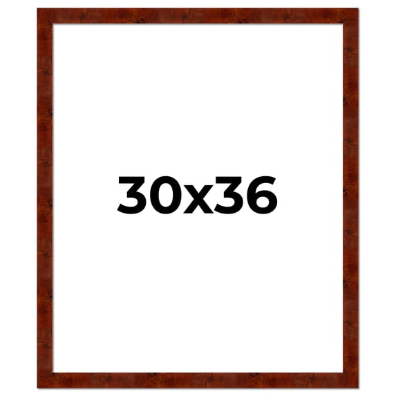 30x36 Walnut Brown Veneer Real Wood Picture Frame Width 1.75 inches | Interior Frame Depth 0.5