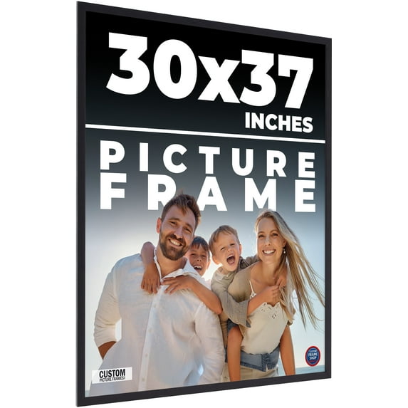 30x37 Frame Black Real Wood Picture Frame Width 0.75 inches | Interior Frame Depth 0.5 inches |