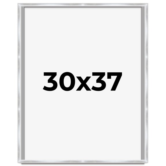 30x37 Frame Silver Whitewashed Wood Grain Solid Wood Shadow Box | 0.75 Inch Moulding Width | 0.75