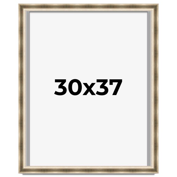 30x37 Shadow Box Frame Silver | 1.75 inches Deep Real Wood Traditional Shadowbox Display Frame | UV